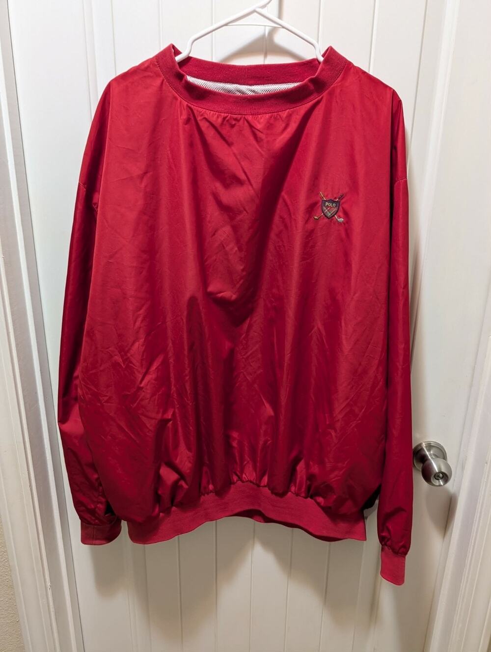 Men's Polo Golf Ralph Lauren Red Pullover Size XL Mesh Lined Windbreaker Jacket